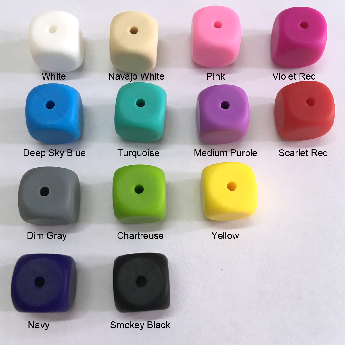 13mm dice silicone beads
