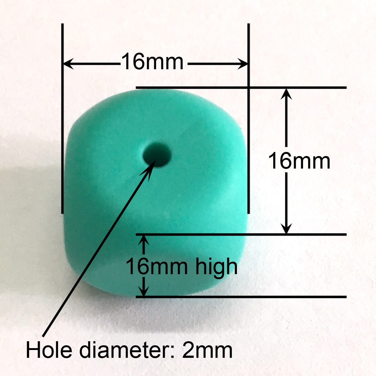 16mm dice silicone bead