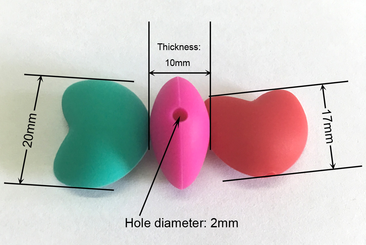 silicone heart beads