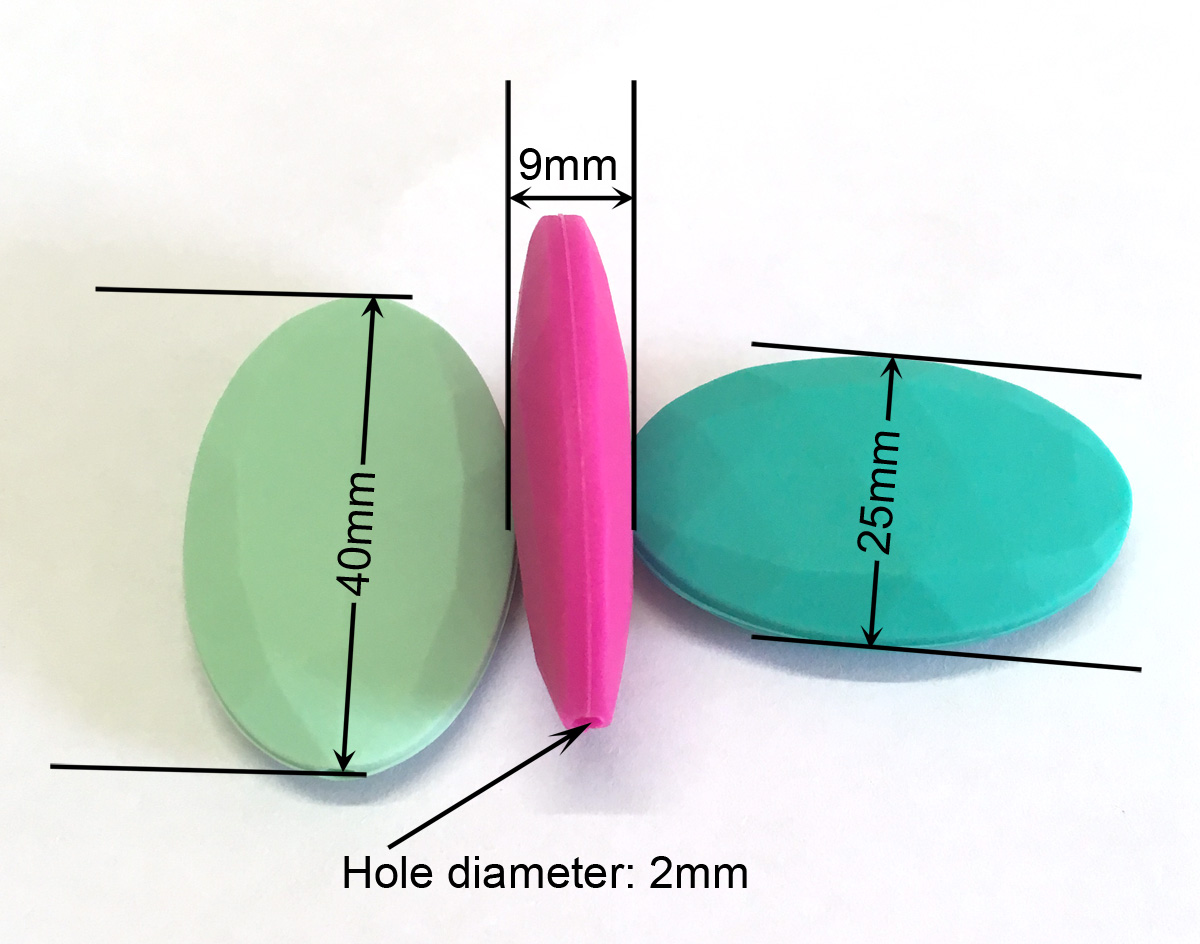 flat oval silicone beads