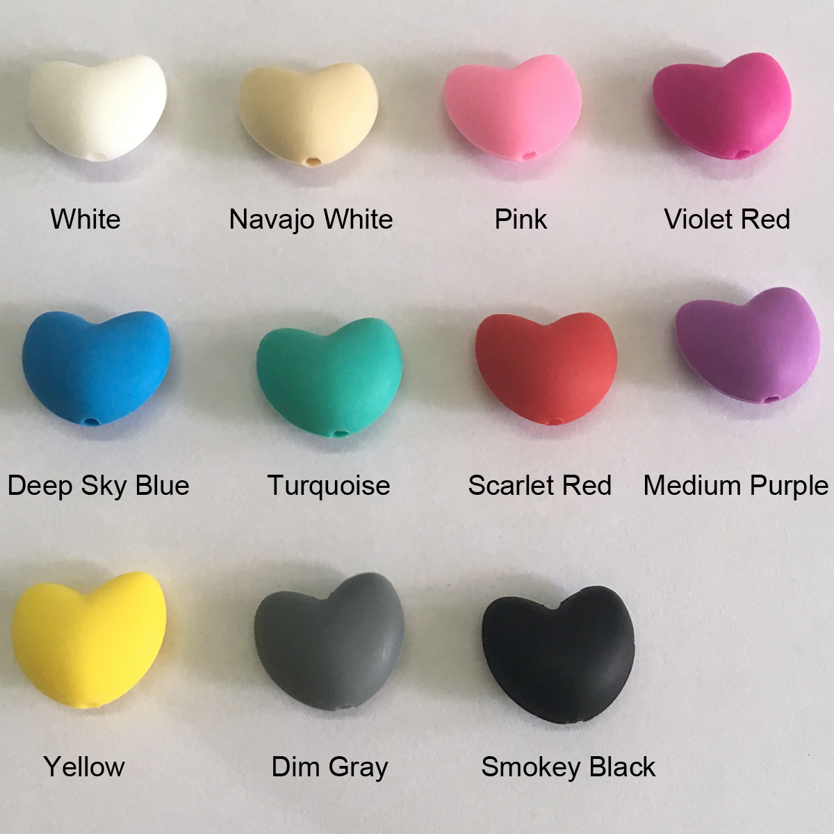 silicone heart beads