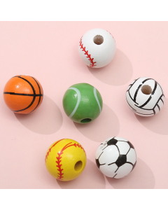 100pcs 16mm ball printed round wood beads