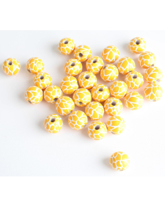 100pcs 16mm giraffe printed round wood beads