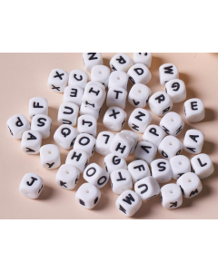 100pcs White Vertical Hole 12mm Silicone Letter Beads