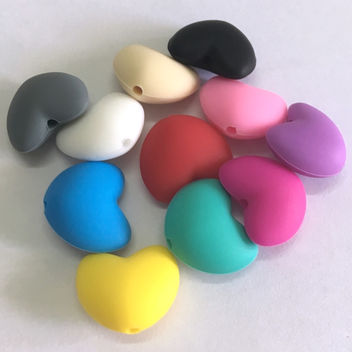10X Silicone Beads Heart-shaped Diy Jewelry Food Grade Teether Eco-fri Z 