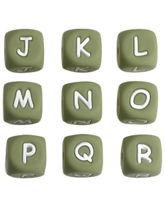 100pcs 12mm silicone letter beads 100% food grade silicone beads in bean green
