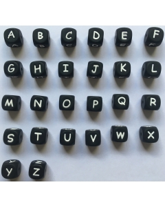 12mm silicone letter beads in black