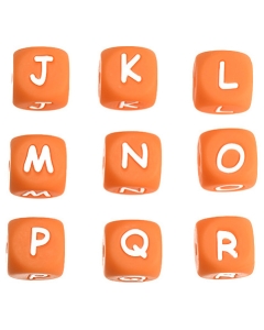 100pcs 12mm silicone letter beads 100% food grade silicone beads in burning orange