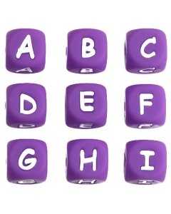 100pcs 12mm silicone letter beads 100% food grade silicone beads in dark purple