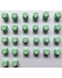 12mm silicone letter beads in mint green