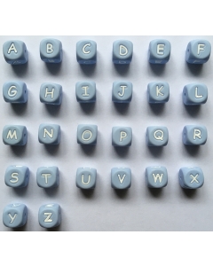 12mm silicone letter beads in pastel blue