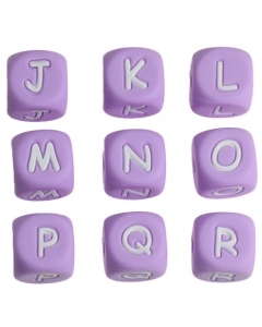 100pcs 12mm silicone letter beads 100% food grade silicone beads in purple
