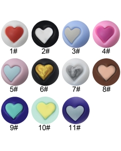 100pcs 15mm heart embossed round silicone beads