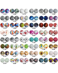 100pcs 15mm round silicone beads in image print