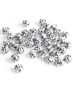 100pcs 16mm cow printed round wood beads