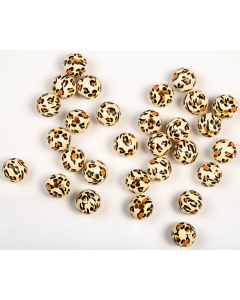 100pcs 16mm leopard printed round wood beads