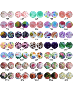 100pcs 19mm round silicone beads in image print
