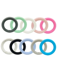 10pcs 65mm silicone teething ring food grade baby teether ring bpa free silicone circle with 2 holes