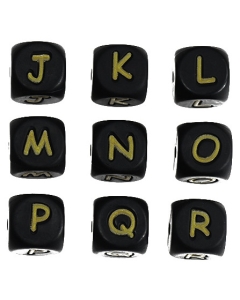 100pcs black base gold letter 12mm silicone letter beads 100% food grade silicone beads