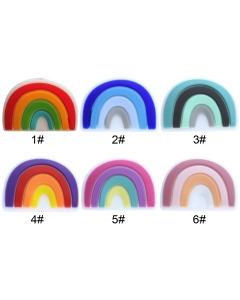 10pcs silicone rainbow beads bpa free baby teething beads 100% food grade silicone beads