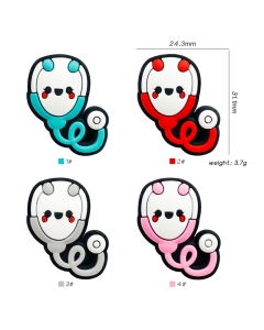 10pcs happy face stethoscope focal beads 100% food grade silicone beads