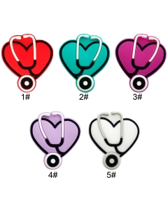 100pcs heart stethoscope focal beads 100% food grade silicone beads