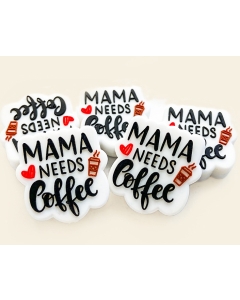 10pcs Mama Needs Coffee Focal Beads 100% Food Grade Silicone Beads
