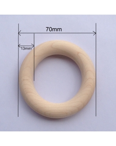 1 piece 70mm*13mm Antibacterial Mothproof Organic Natural Hard Rock Maple Wooden Teething Ring Baby Chewable Teether Ring