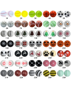 100pcs oil printed 12mm round silicone beads