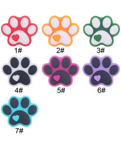 10pcs school pride paw print focal beads 100% food grade silicone beads