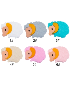 10pcs side view silicone sheep beads 100% food grade silicone beads