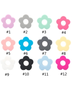 10pcs silicone flower shaped beads bpa free baby teething beads 100% food grade silicone beads with 2 holes