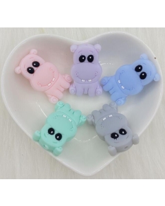 10pcs silicone hippo beads bpa free baby teething beads 100% food grade silicone beads