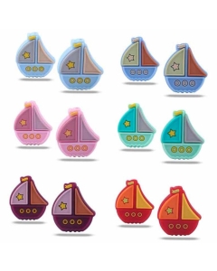 10pcs silicone sailboat beads bpa free baby teething beads 100% food grade silicone beads