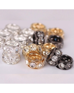 12mm rhinestone large hole spacer beads