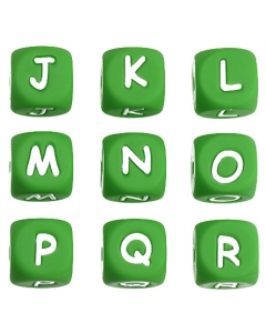 100pcs 12mm silicone letter beads 100% food grade silicone beads in green