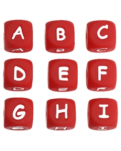 100pcs 12mm silicone letter beads 100% food grade silicone beads in strawberry red