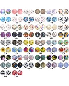 15mm round silicone beads with printing