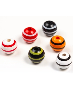 100pcs 16mm stripe printed round wood beads