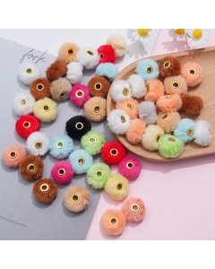 20mm faux rabbit fur puffy spacer beads