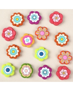 20pcs Colorful Flower Silicone Focal Beads