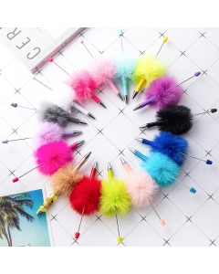 Beadable Pom-pom Ballpoint Pens