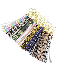 faux leather tassel keychain