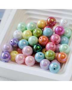 100pcs Iridescent 16mm Acrylic Round Beads