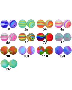 multi-color 15mm round silicone beads