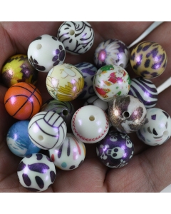 oil sprayed 15mm round silicone beads in image print