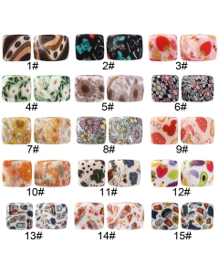 100pcs Printed 14mm Silicone Square Beads