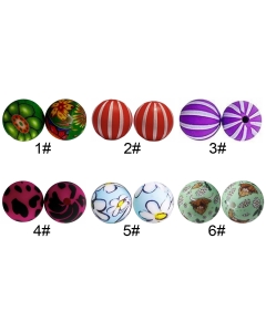 printed 15mm round silicone beads