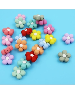 10pcs Puffy Flower Silicone Focal Beads