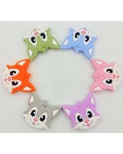 10pcs silicone cat head beads bpa free baby teething beads 100% food grade silicone beads